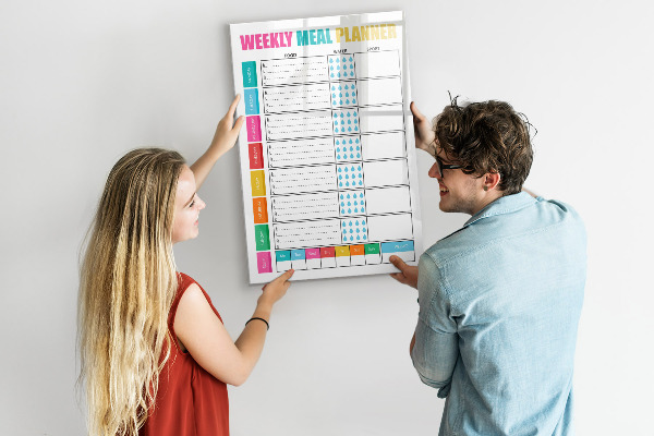 Magnetic dry erase board Meal planner for every week