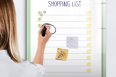 Dry erase board magnetic Shopping list with space for photos