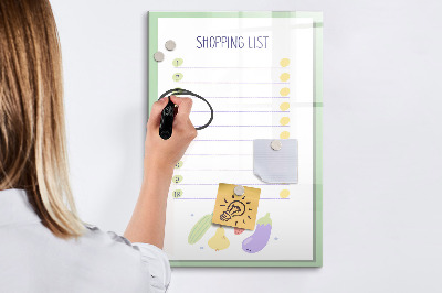 Dry erase board magnetic Shopping list with space for photos