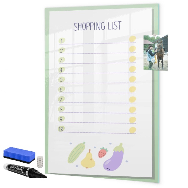 Dry erase board magnetic Shopping list with space for photos