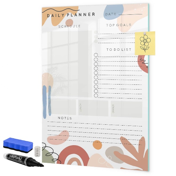 Dry erase board magnetic Daily planner with space for photos