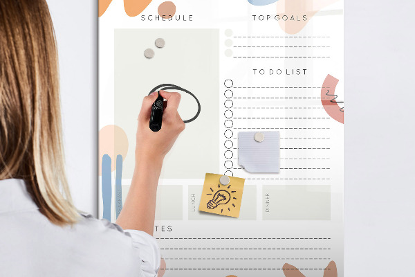 Dry erase board magnetic Daily planner with space for photos