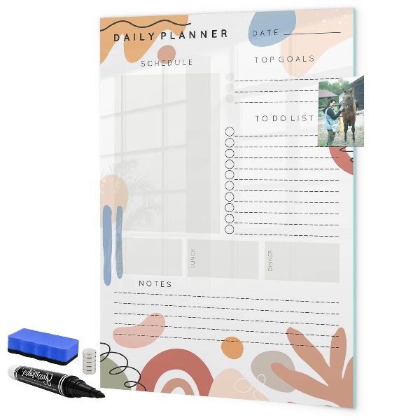 Dry erase board magnetic Daily planner with space for photos