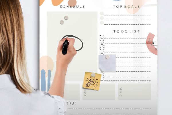 Dry erase board magnetic Daily planner with space for photos