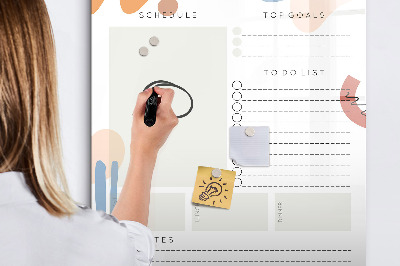 Dry erase board magnetic Daily planner with space for photos