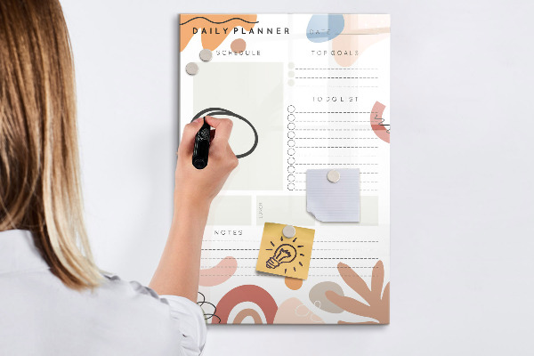 Dry erase board magnetic Daily planner with space for photos