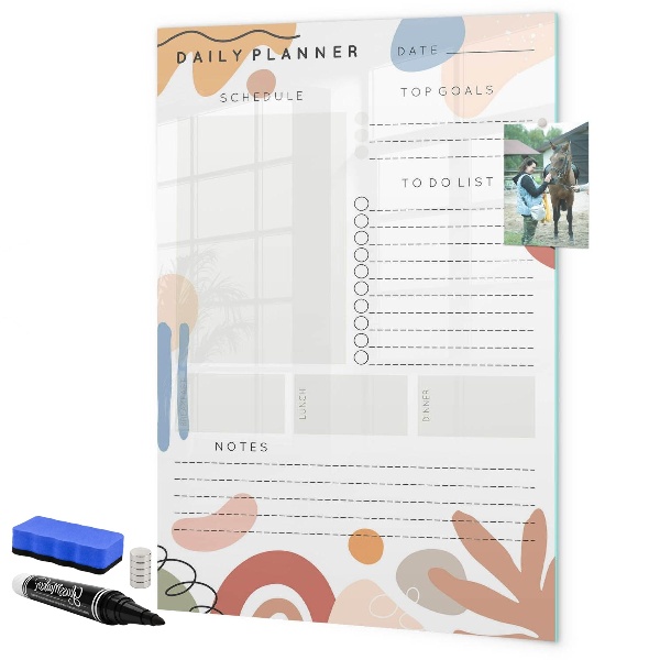 Dry erase board magnetic Daily planner with space for photos
