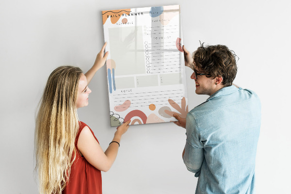 Dry erase board magnetic Daily planner with space for photos