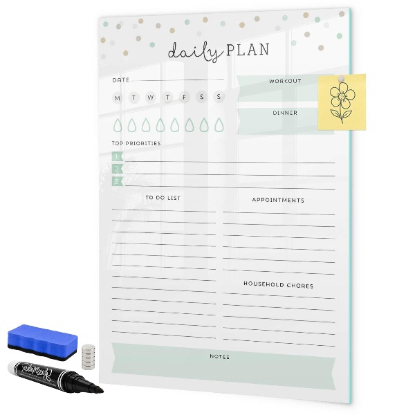 Magnetic dry erase board Daily organization and task plan