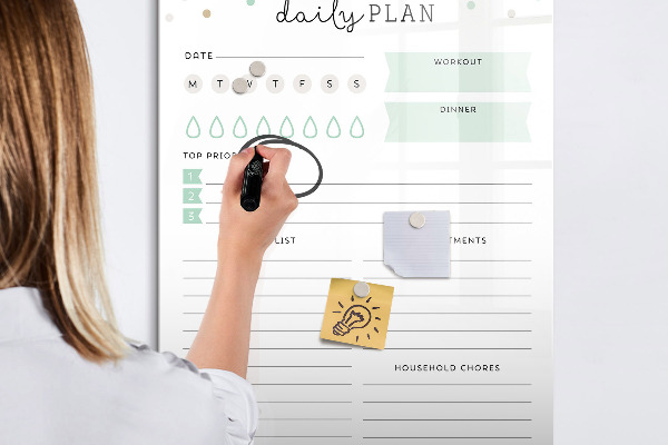 Magnetic dry erase board Daily organization and task plan