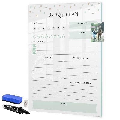Magnetic dry erase board Daily organization and task plan