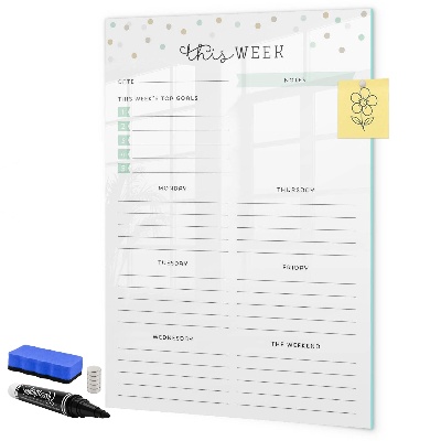 Dry erase board magnetic Weekly planner with space for notes