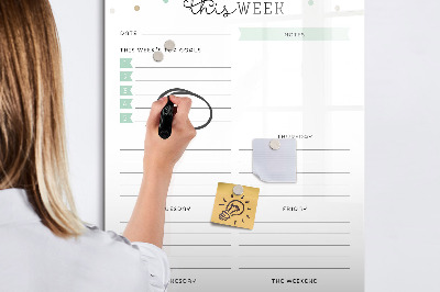 Dry erase board magnetic Weekly planner with space for notes