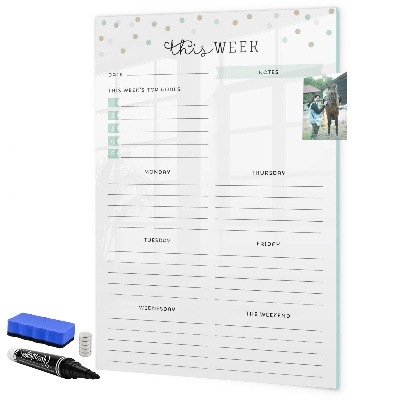 Dry erase board magnetic Weekly planner with space for notes
