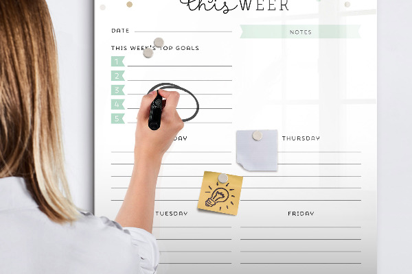 Dry erase board magnetic Weekly planner with space for notes