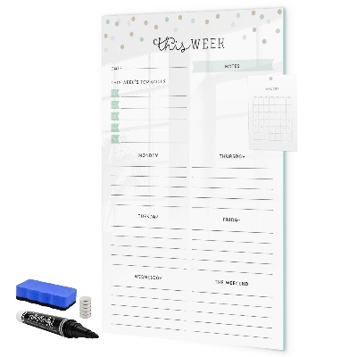 Dry erase board magnetic Weekly planner with space for notes