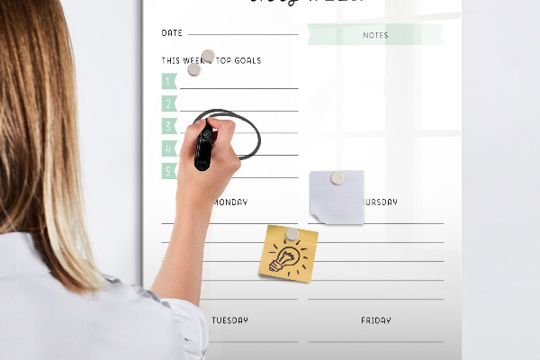 Dry erase board magnetic Weekly planner with space for notes