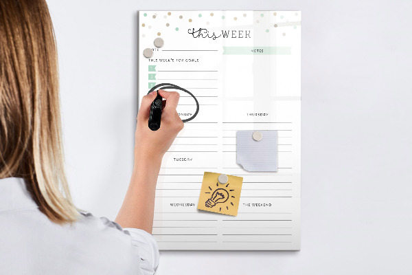 Dry erase board magnetic Weekly planner with space for notes