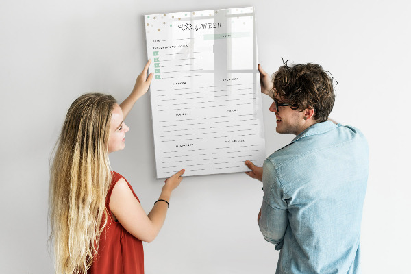 Dry erase board magnetic Weekly planner with space for notes