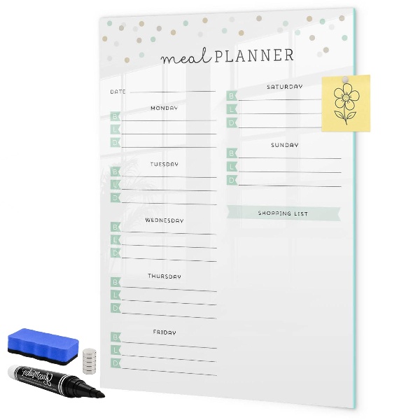 Magnetic dry erase board Meal planner for the whole week