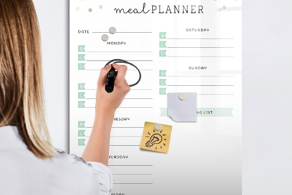 Magnetic dry erase board Meal planner for the whole week
