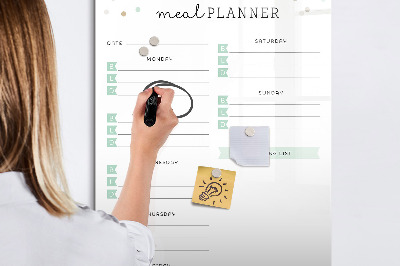 Magnetic dry erase board Meal planner for the whole week
