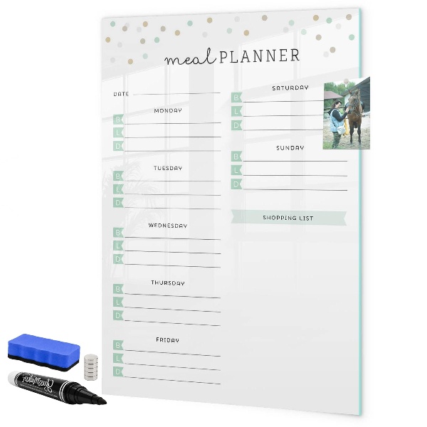 Magnetic dry erase board Meal planner for the whole week