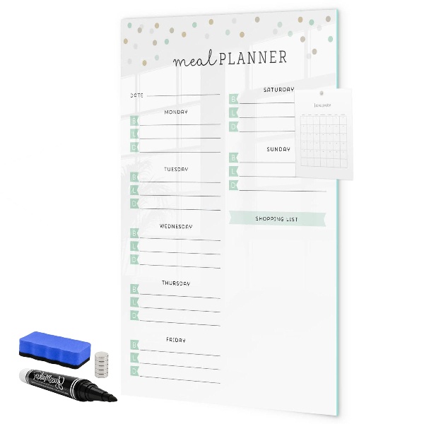 Magnetic dry erase board Meal planner for the whole week