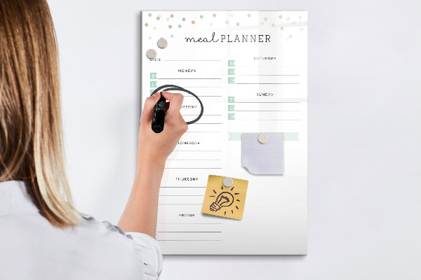 Magnetic dry erase board Meal planner for the whole week