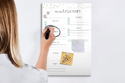 Magnetic dry erase board Meal planner for the whole week
