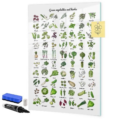 Dry erase board magnetic Green vegetables and herbs in graphics