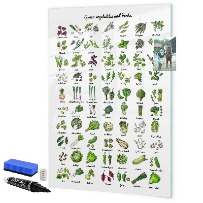 Dry erase board magnetic Green vegetables and herbs in graphics