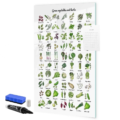 Dry erase board magnetic Green vegetables and herbs in graphics