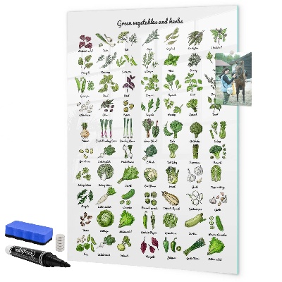 Dry erase board magnetic Green vegetables and herbs in graphics