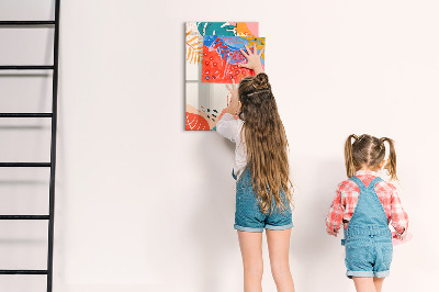 Magnetic dry erase board A colorful board for notes and photos