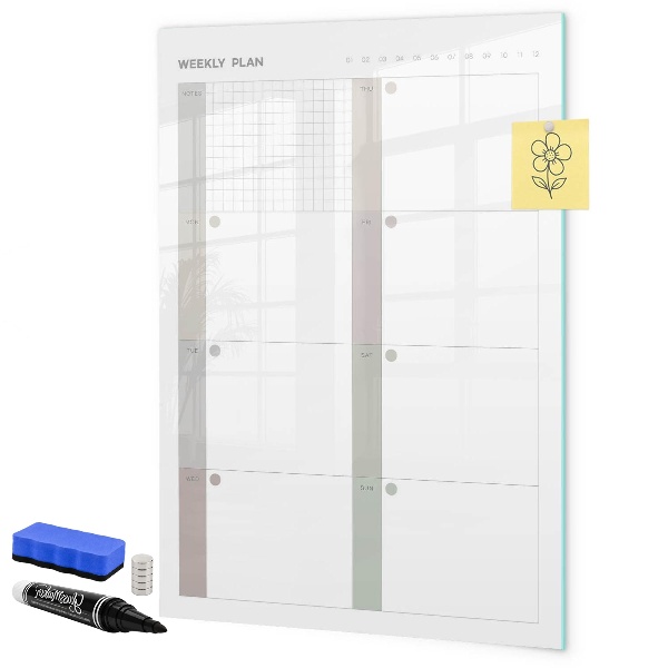 Magnetic dry erase board Weekly plan with space for photos