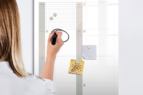 Magnetic dry erase board Weekly plan with space for photos