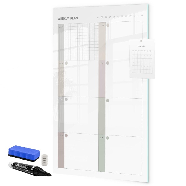 Magnetic dry erase board Weekly plan with space for photos