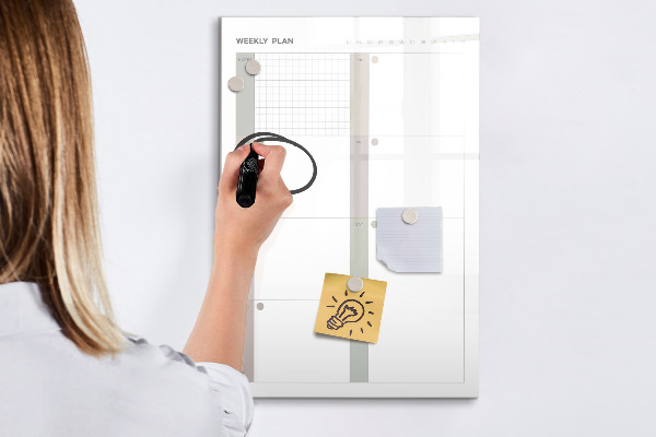 Magnetic dry erase board Weekly plan with space for photos