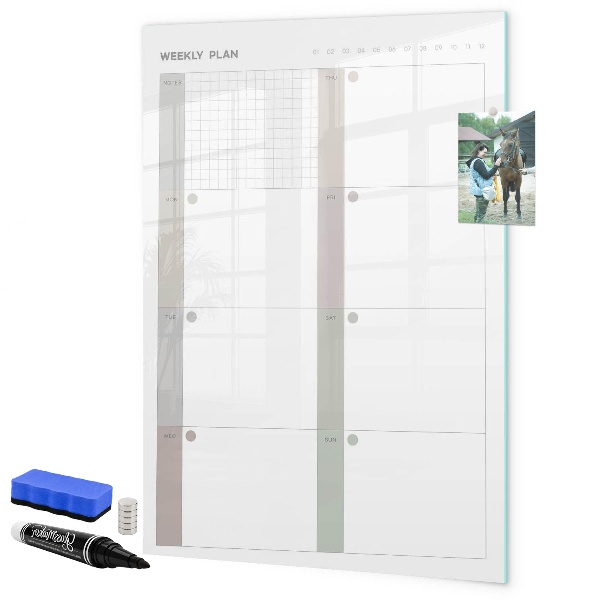 Magnetic dry erase board Weekly plan with space for photos