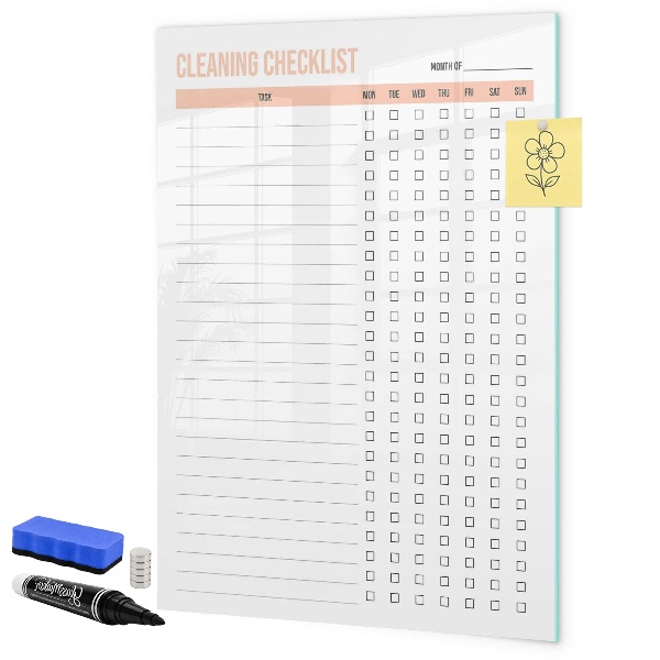 Dry erase board magnetic Monthly cleaning list