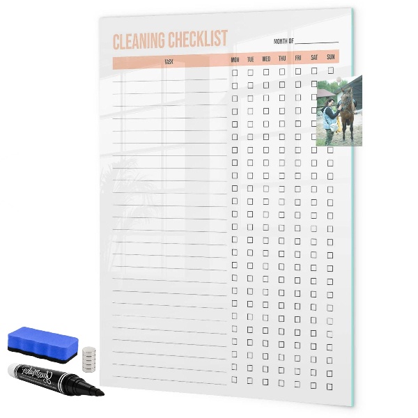 Dry erase board magnetic Monthly cleaning list