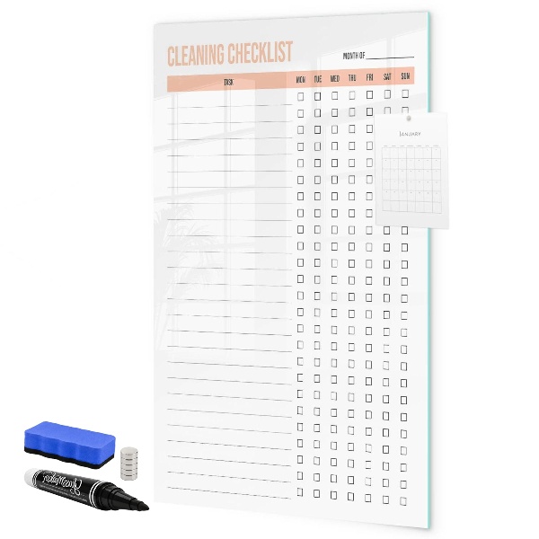 Dry erase board magnetic Monthly cleaning list
