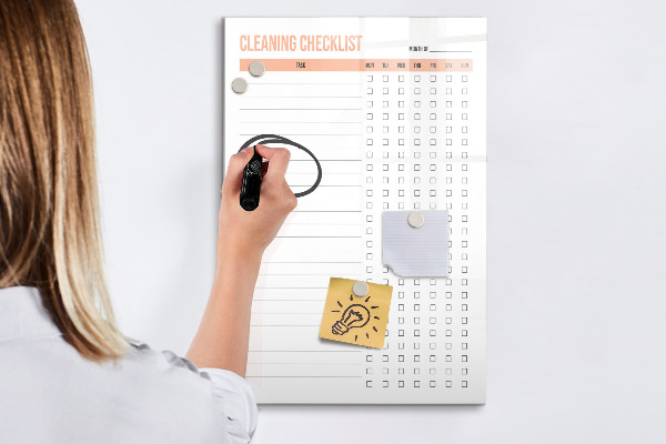 Dry erase board magnetic Monthly cleaning list