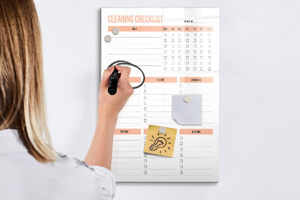 Magnetic dry erase board Cleaning To-Do List