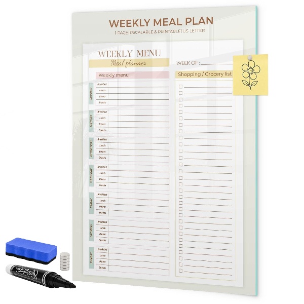 Dry erase board magnetic Meal plan for each week