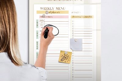 Dry erase board magnetic Meal plan for each week