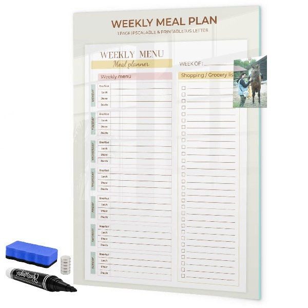 Dry erase board magnetic Meal plan for each week