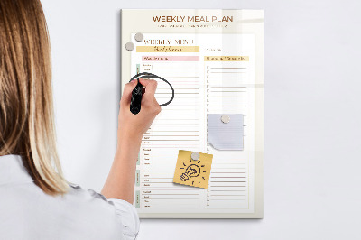 Dry erase board magnetic Meal plan for each week