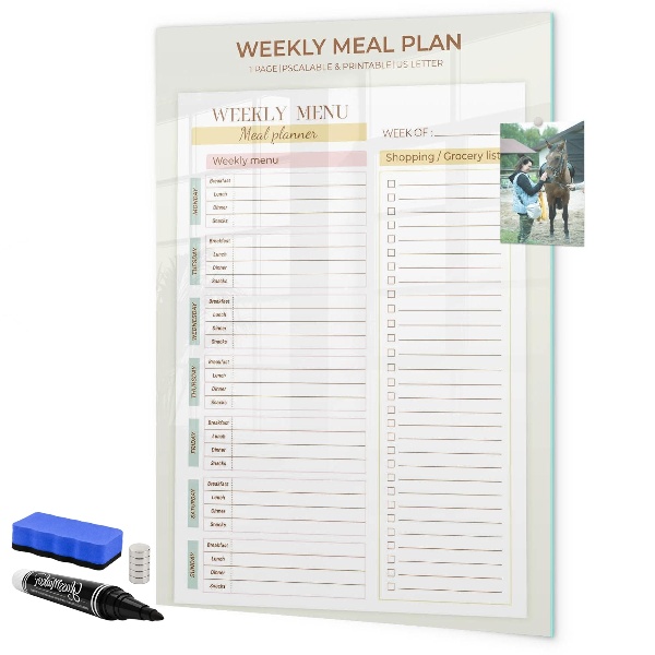 Dry erase board magnetic Meal plan for each week